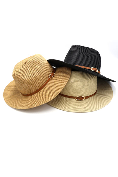 PU LEATHER BAND PANAMANA HAT