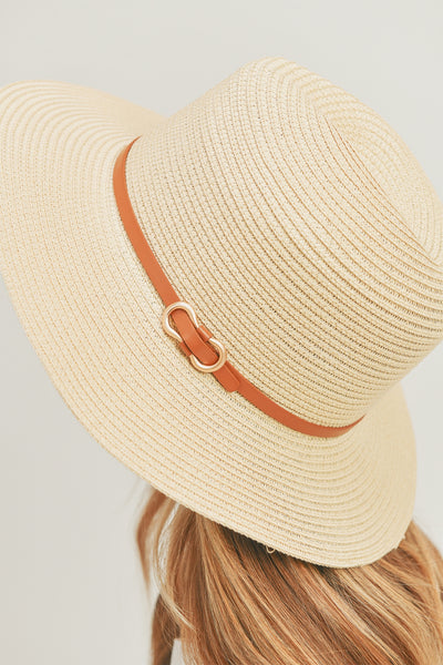 PU LEATHER BAND PANAMANA HAT