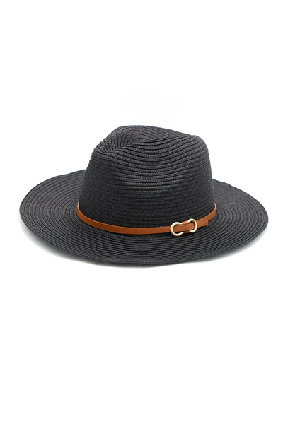 PU LEATHER BAND PANAMANA HAT