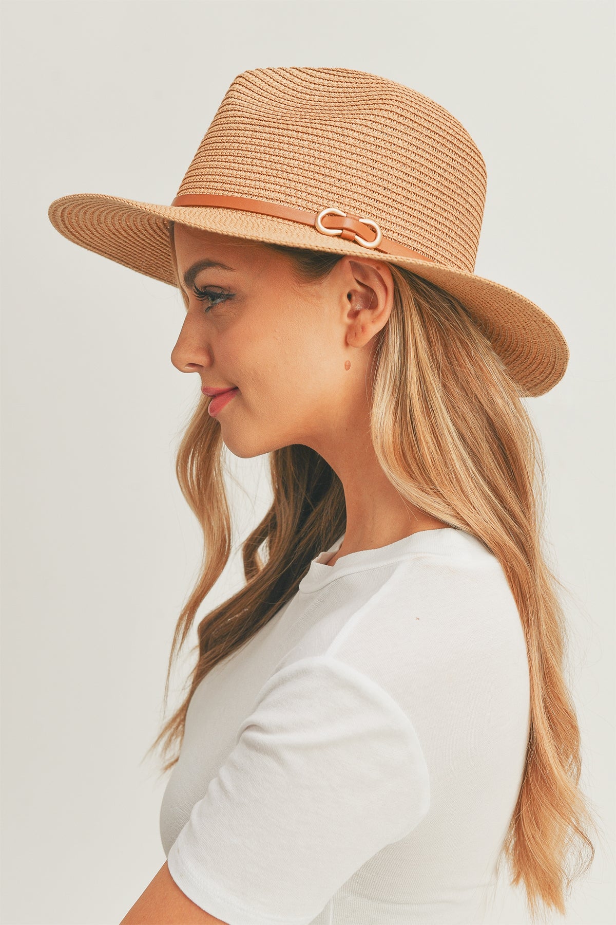 PU LEATHER BAND PANAMANA HAT