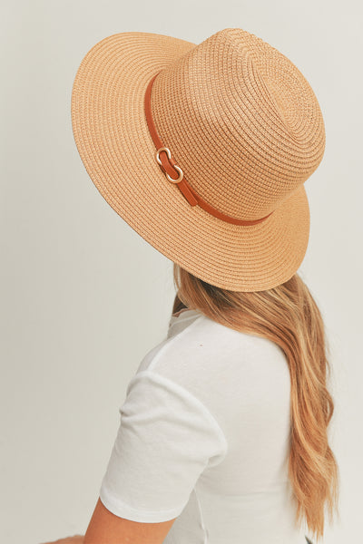 PU LEATHER BAND PANAMANA HAT