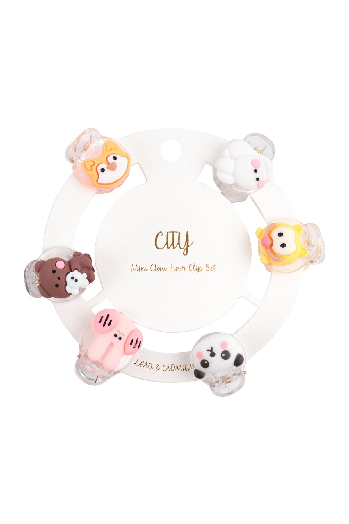 CUTE ANIMALS KIDS CLAW PIN SET HAIR ACCESORIES/MULTICOLOR/12PCS