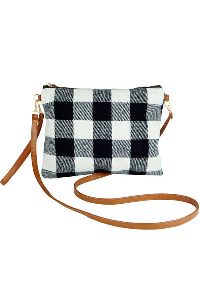 BUFFALO PLAID CROSS BODY & WRISTLET BAG POLYESTER/6PCS