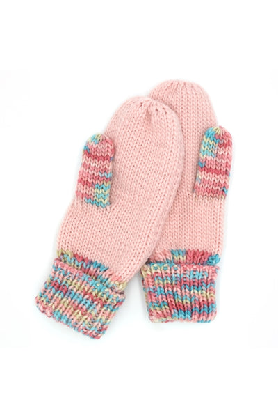 MULTICOLOR CUFF AND THUMB FLEECE MITTENS