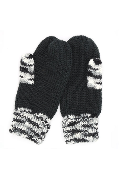 MULTICOLOR CUFF AND THUMB FLEECE MITTENS