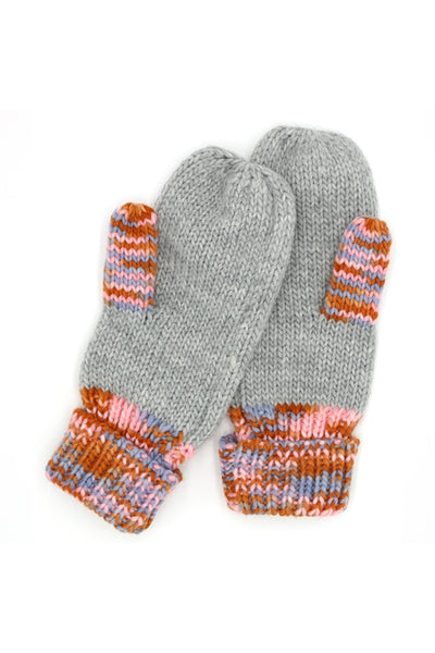 MULTICOLOR CUFF AND THUMB FLEECE MITTENS