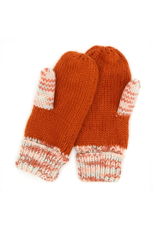 MULTICOLOR CUFF AND THUMB FLEECE MITTENS