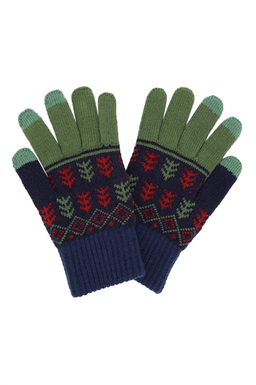 AZTEC PATTERN KNIT SMART GLOVES