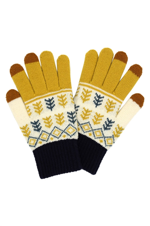 AZTEC PATTERN KNIT SMART GLOVES