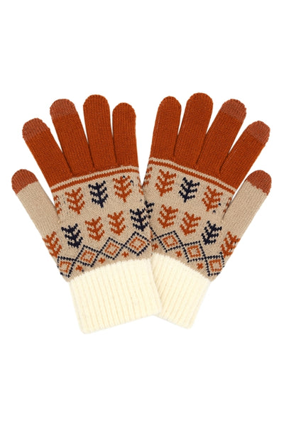 AZTEC PATTERN KNIT SMART GLOVES