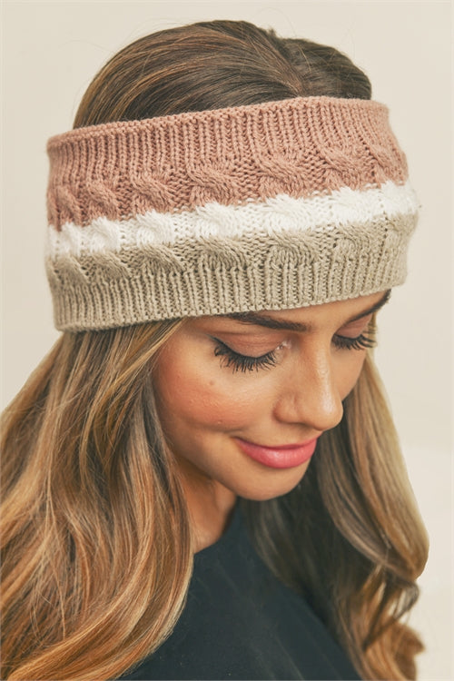 THREE TONES CABLE FLEECE HEADBAND