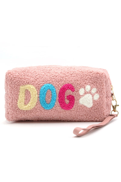 FAUX FUR DOG POUCH WITH WRISTLET