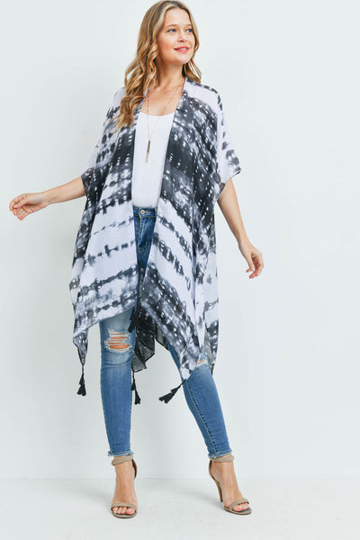 TIE DYE DASH TASSEL KIMONO (NOW $5.50 ONLY!)