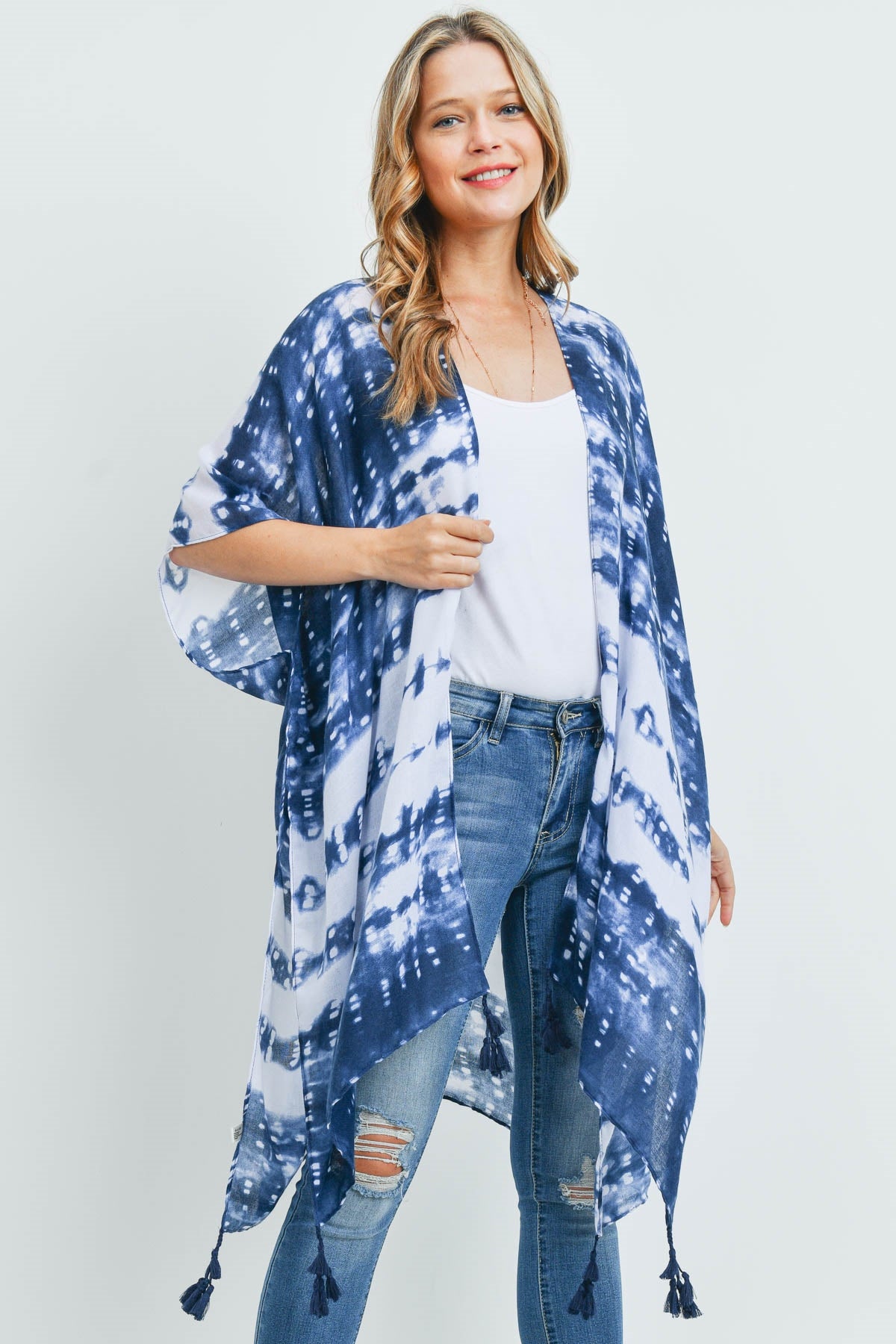 TIE DYE DASH TASSEL KIMONO (NOW $5.50 ONLY!)