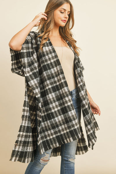 KNEE LENGTH TARTAN PLAID KIMONO