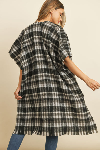 KNEE LENGTH TARTAN PLAID KIMONO