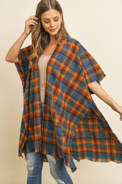 KNEE LENGTH TARTAN PLAID KIMONO