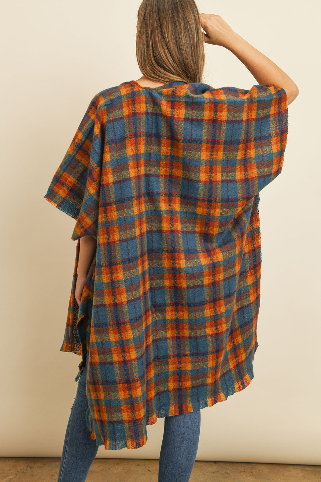 KNEE LENGTH TARTAN PLAID KIMONO