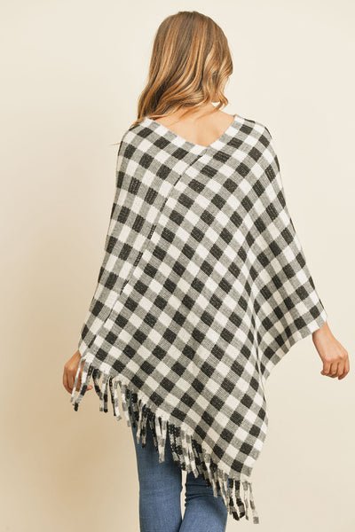 BUFFALO PLAID FRINGE PONCHO/6PCS (NOW $7.50 ONLY!)