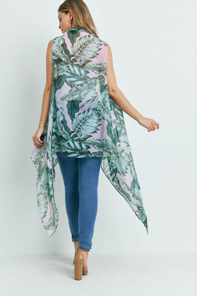 TROPICAL LEAVES KIMONO VEST