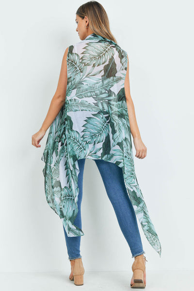 TROPICAL LEAVES KIMONO VEST