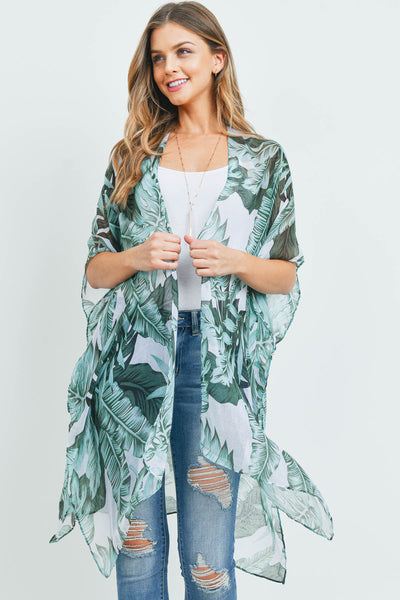 TROPICAL LEAVES KIMONO VEST