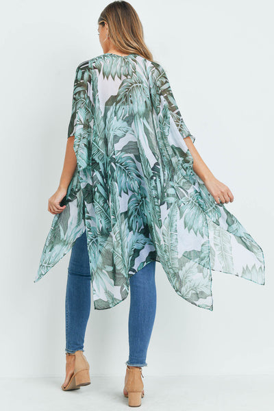 TROPICAL LEAVES KIMONO VEST