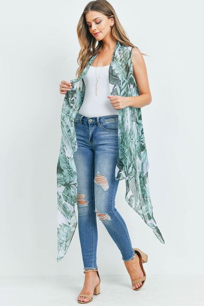 TROPICAL LEAVES KIMONO VEST
