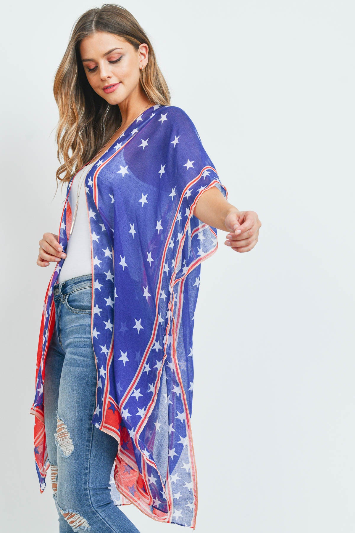 MULTI STAR AMERICAN FLAG KIMONO