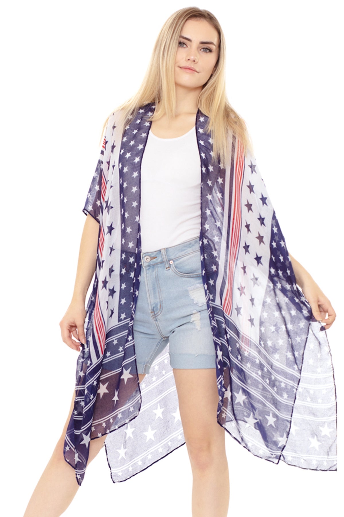 MULTI STAR AMERICAN FLAG KIMONO