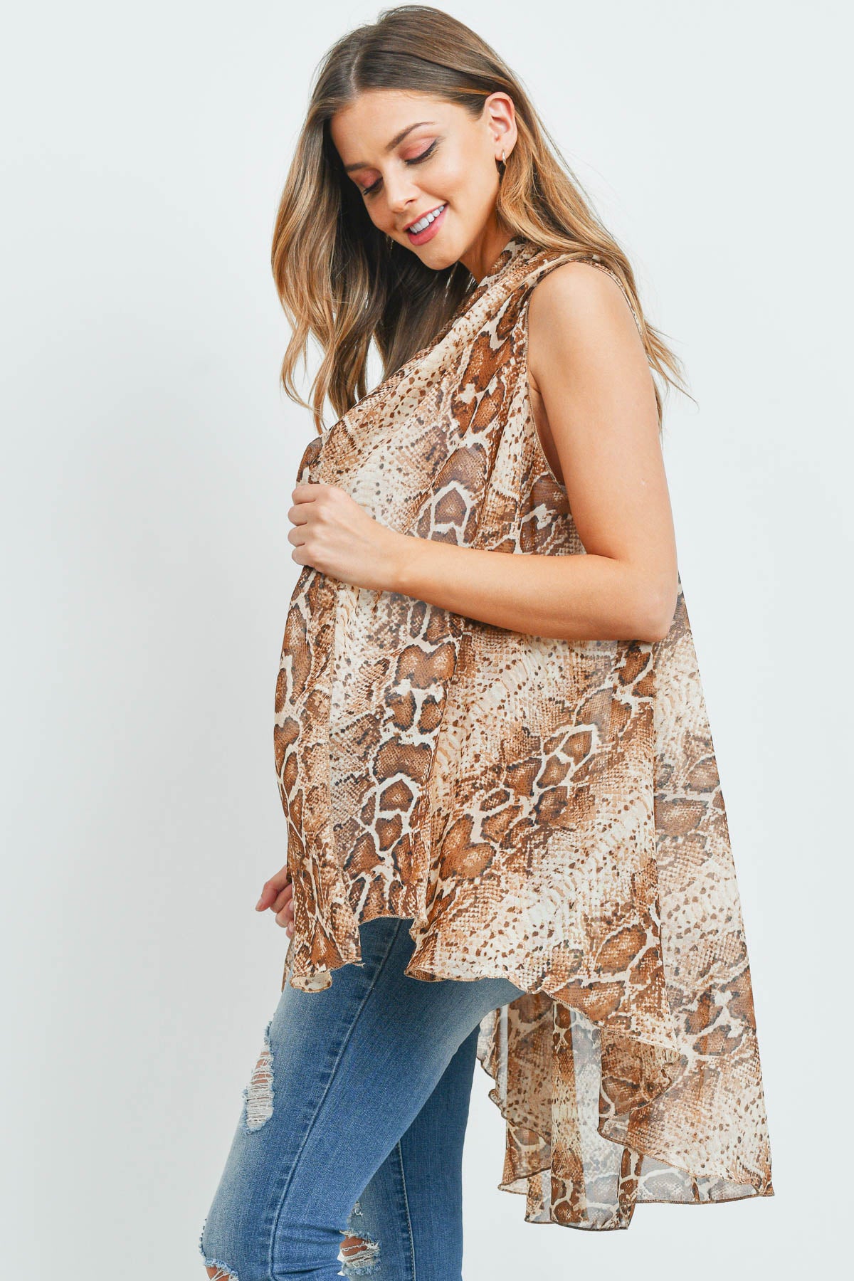 SNAKE SKIN LIGHT KIMONO VEST (NOW $4.50 ONLY!)
