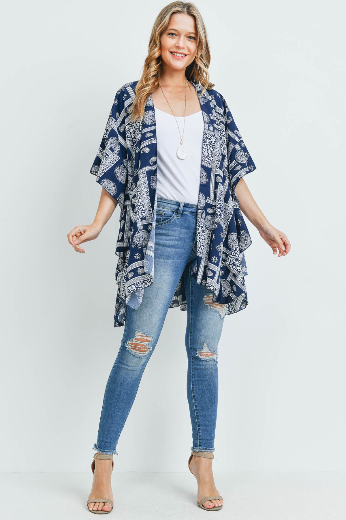 MANDALA PAISLEY RUFFLE KIMONO