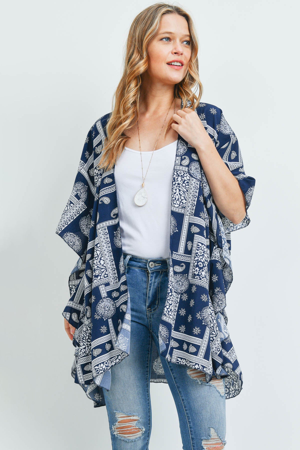 MANDALA PAISLEY RUFFLE KIMONO