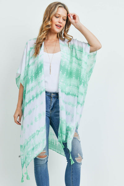 TIE DYE DASH TASSEL KIMONO (NOW $5.50 ONLY!)