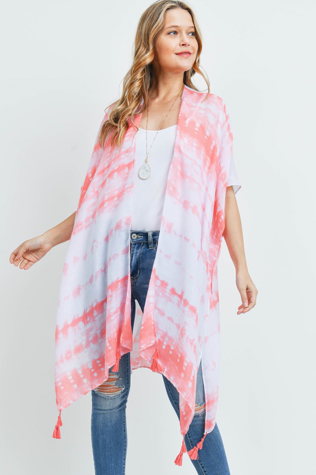 TIE DYE DASH TASSEL KIMONO (NOW $5.50 ONLY!)