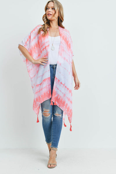 TIE DYE DASH TASSEL KIMONO (NOW $5.50 ONLY!)