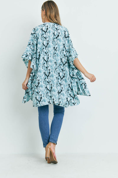 SNAKE PRINT RUFFLE KIMONO (NOW $3.75 ONLY!)