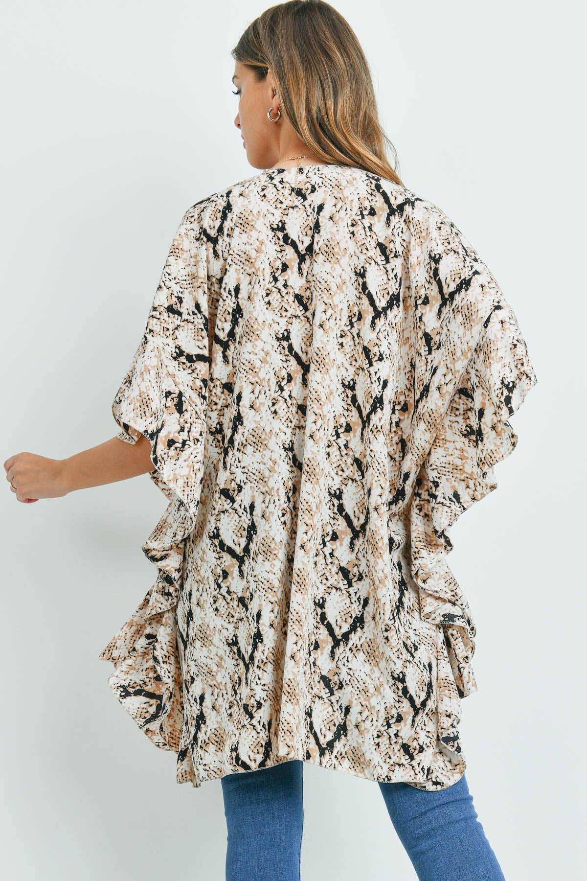 SNAKE PRINT RUFFLE KIMONO (NOW $3.75 ONLY!)