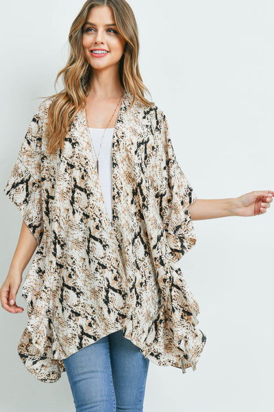 SNAKE PRINT RUFFLE KIMONO (NOW $3.75 ONLY!)