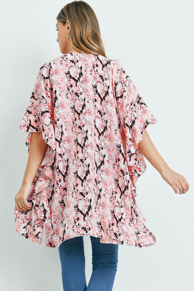SNAKE PRINT RUFFLE KIMONO (NOW $3.75 ONLY!)