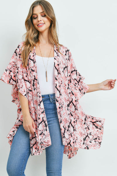 SNAKE PRINT RUFFLE KIMONO (NOW $3.75 ONLY!)
