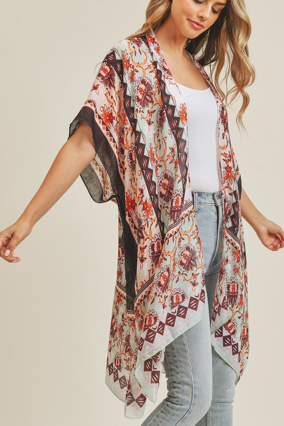 FLOWER PATTERN KIMONO