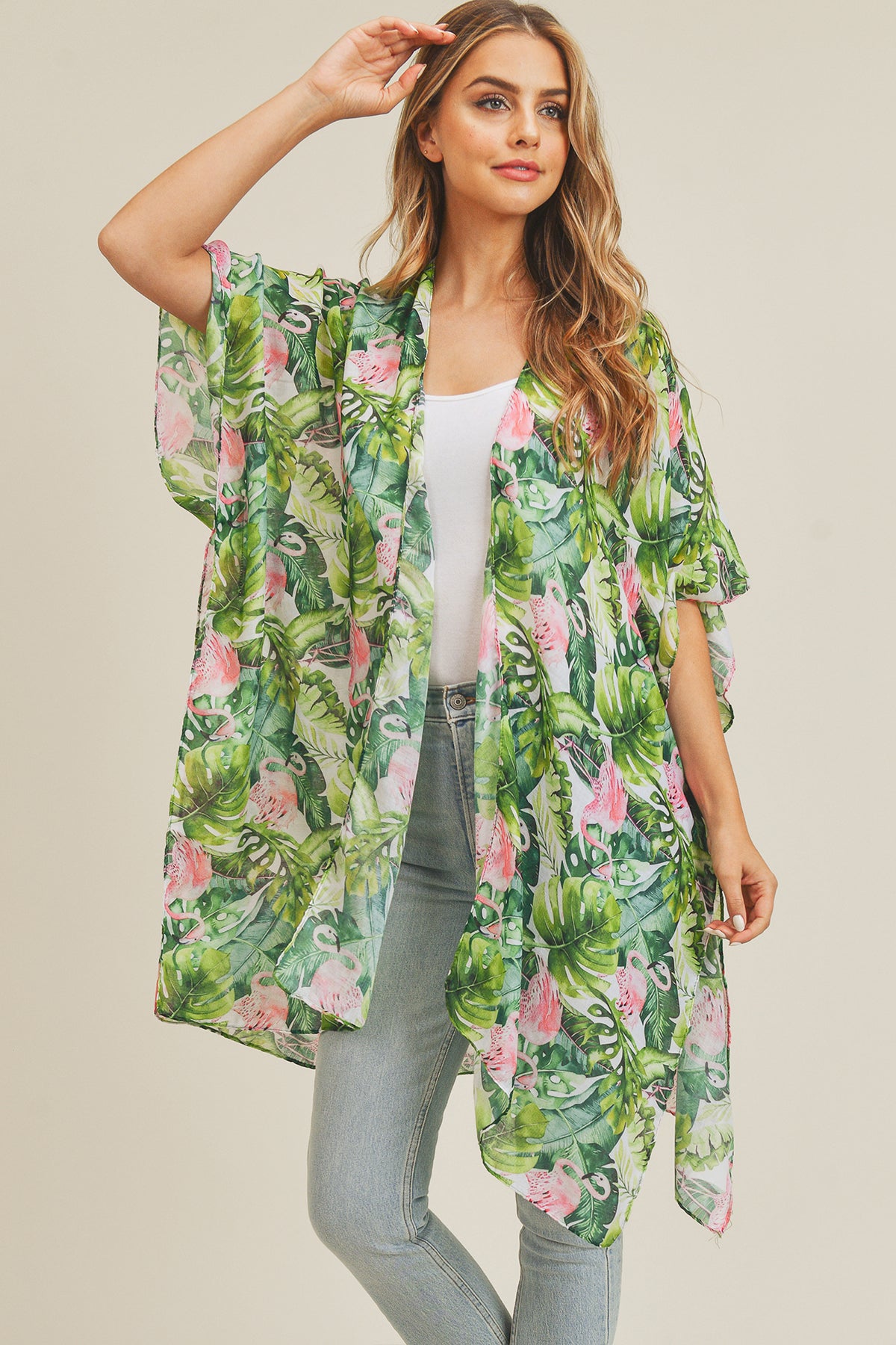 TROPICAL FLAMINGO KIMONO