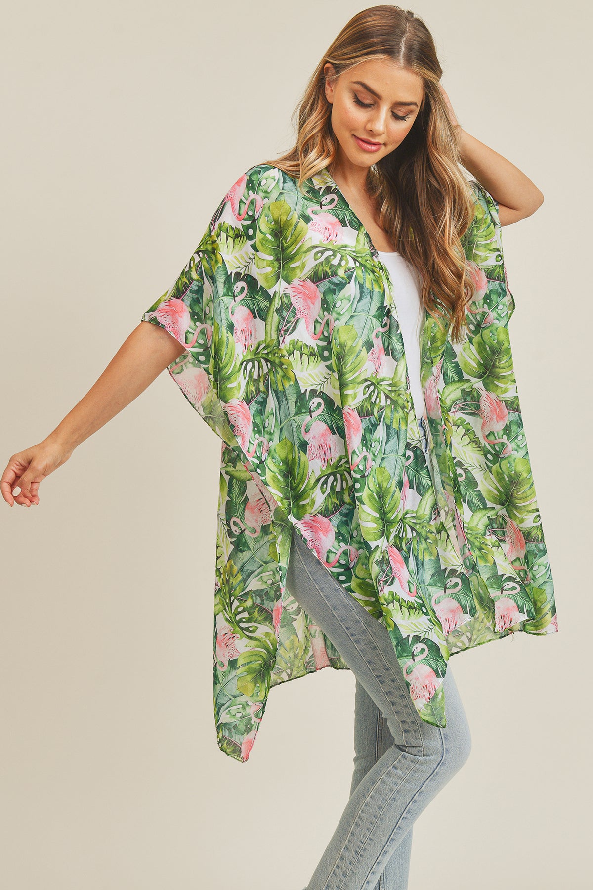 TROPICAL FLAMINGO KIMONO