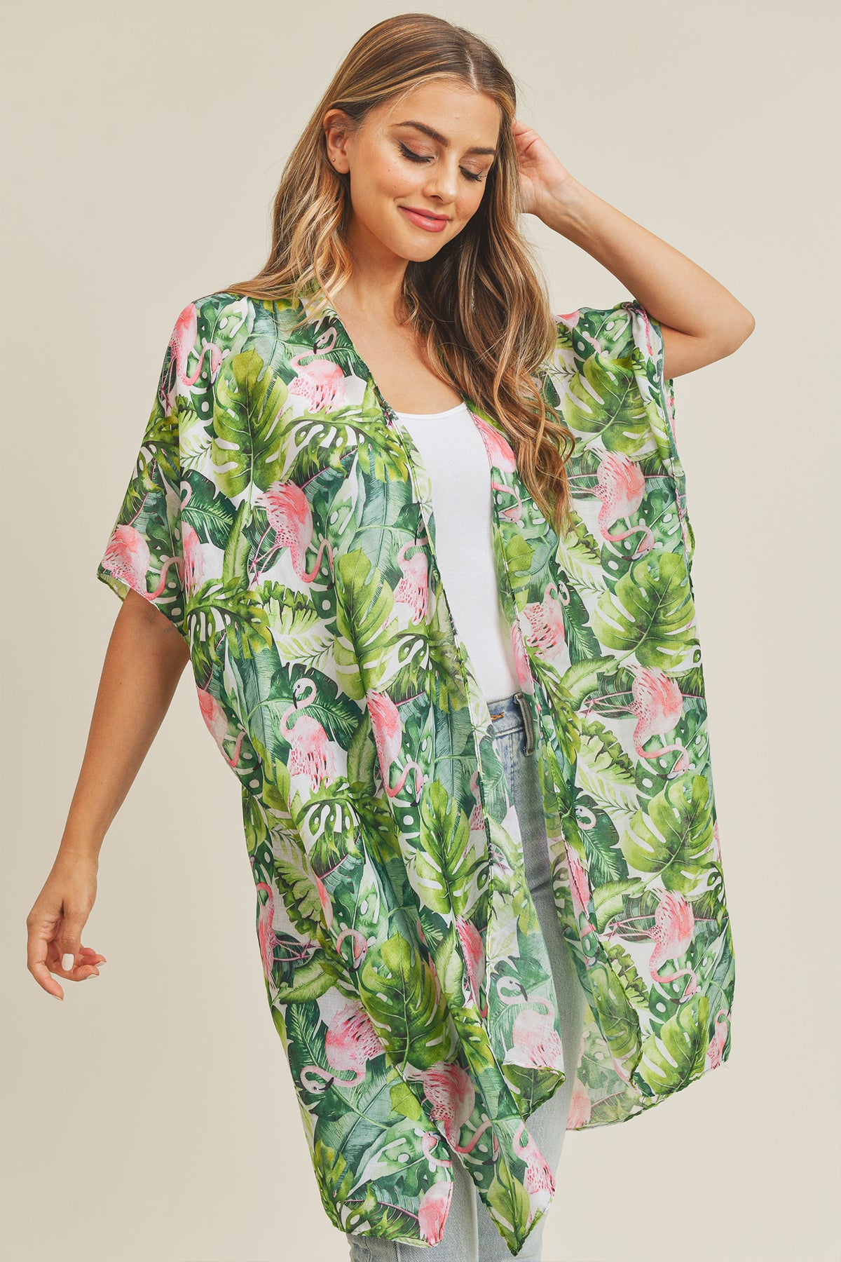 TROPICAL FLAMINGO KIMONO