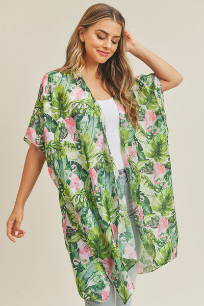 TROPICAL FLAMINGO KIMONO