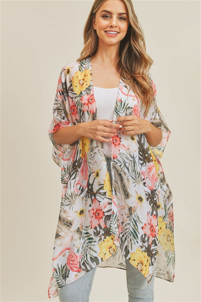 TROPICAL FLAMINGO KIMONO