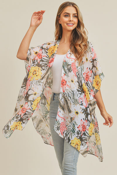TROPICAL FLAMINGO KIMONO