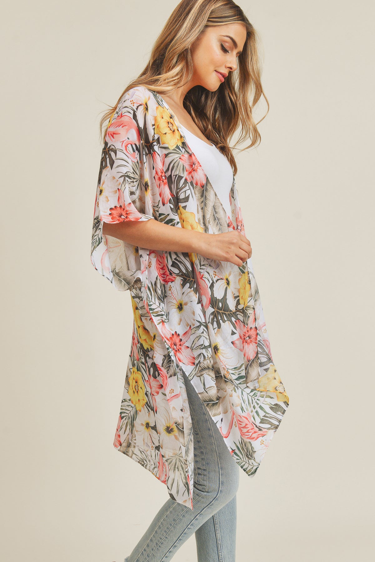 TROPICAL FLAMINGO KIMONO