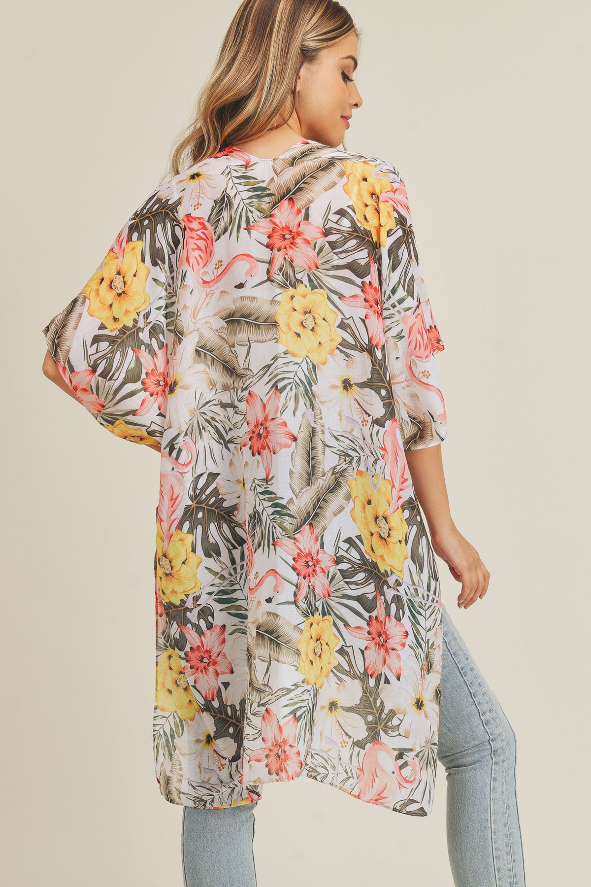TROPICAL FLAMINGO KIMONO